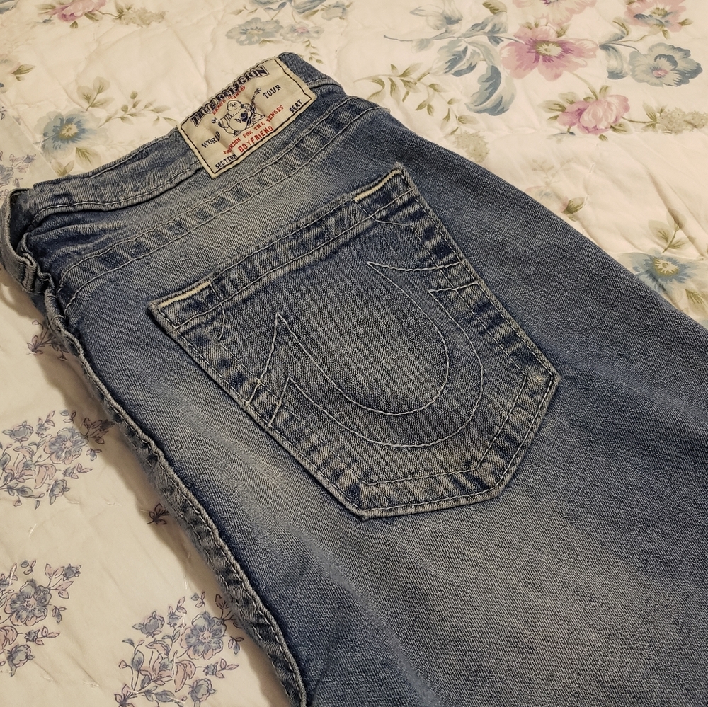 {True Religion} Distressed Boyfriend Jeans, 30×27 - Picture 3 of 5